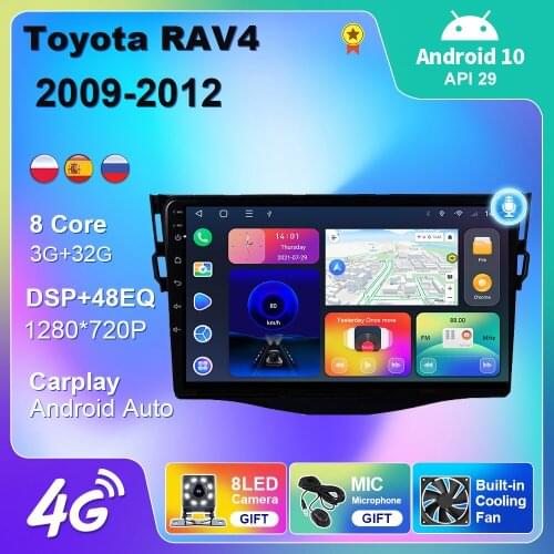 4G WIFI Android 10 For Toyota RAV4 3 2005-2013 Car Radio Multimedia Player GPS Navigation Car Android Auto Carplay 2 din No DVD