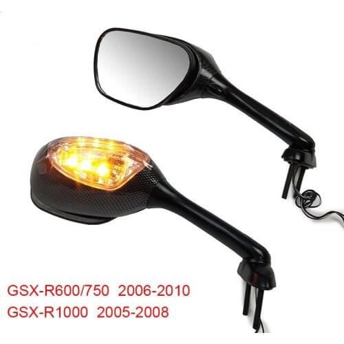 For Suzuki GSX-R600 GSX-R750 2006-2010 Motorcycle Rearview Rear View Side Mirrors LED Turn Signal GSXR600 GSX-R1000 2005-2008
