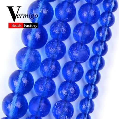 Dull Polished Blue Czech Meteorite Glass Loose Beads for Jewelry Making 6 8 10mm Healing Crystal beads Diy Bracelet Accessories