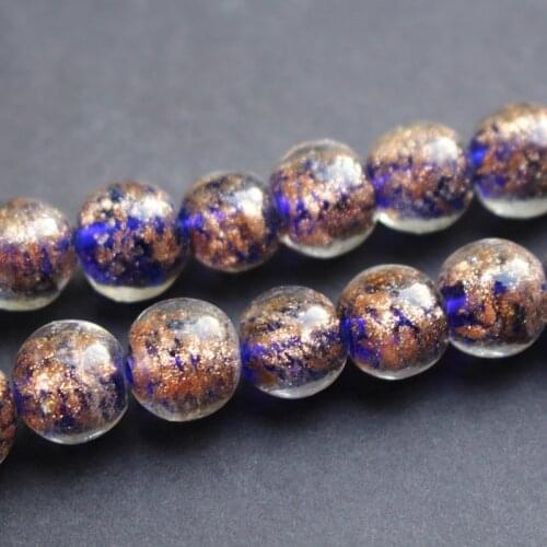 10pcs/lot 12mm Lampwork Glass Beads Glass Boutique beads Cobalt Blue Color With Shinning Sand for earring necklace making