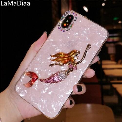 Luxury Glitter Diamond Mermaid Soft Phone Case For iphone 12 11 Pro X XS XR MAX 6S 7 8 Plus SE 2020 Bling Shell Glitter Cover