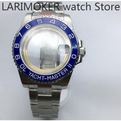 40mm sapphire glass silver solid 904L stainless steel case for NH35 NH36 ETA 2836 Mingzhu DG2813, 3804 and Miyota 8215
