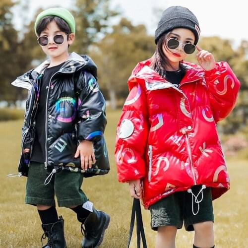 Childrens down jacket tide brand 2021 new childrens clothing padded jacket, big childrens disposable hooded down jacket jacke