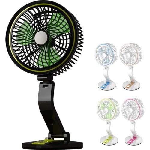 DMWD Wall-mounted/Desktop Rechargeable USB Folding Electric Fan With LED Light For Dormitory Office
