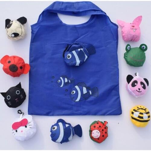22 Colors Animal Shopping Bags Fishes Travel Foldable Handbag Grocery Tote Storage Reusable Cartoon Shopping Eco Bags 1PCS