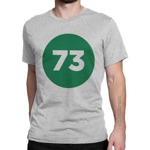 The Perfect Number Is 73 T-Shirt Men Big Bang Theory Sheldon Leisure 100% Cotton Tee Shirt Crew Neck Classic T Shirts Clothes