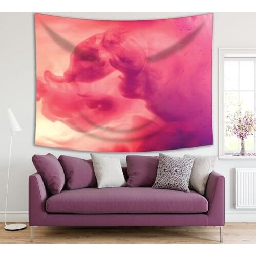 Tapestry Color Pigment in Cloud Water Monochromic Modern Artwork Printed Pink Fuchsia