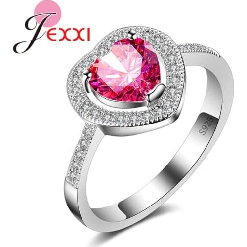 Hot Sale 925 Sterling Silver Heart Rings For Women Wedding Jewelry Fashion Band Engagement Promise Ring For Lovers Anel