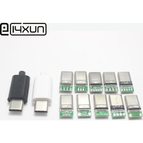 2Set USB Type-C 4Pin 5Pin 6Pin 9Pin Plug Welding Type Plug for DIY OTG Data Plastic Charging Connector for OD 3.0mm2 Cable