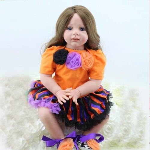 Long Hair Blue Eyes Reborn Baby Doll Realistic Vinyl Little Girl Fridolin Reborn Toddler Lifelike Newborn Doll Birthday Gifts