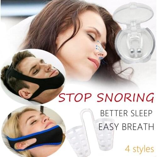 Magnetic Anti Snoring Stop Snore Nose Clip Adjustable Chin Strap Belt Easy Breathe Improve Sleeping For Men/Women Dropshipping