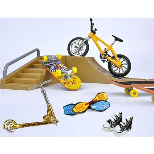Mini Finger Skateboarding Fingerboard BMX Bicycle Skate Boards Ramps Set Skatepark Fingertip Skateboard Boys Scooter Toy Gift