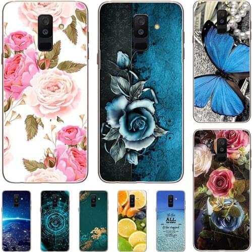 Fashion Flower Case For Samsung Galaxy A6 Plus 2018 A605 A6+ A6 2018 A600 Cover Soft Silicone Cat Printing Capa Back Coque
