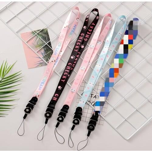 Cartoon Ribbon Card Holder Mobile Phone Lanyard Neck Strap Wrist Rope