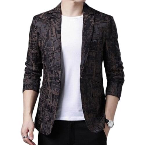 2021 New Fashion Mens Classic Print Regular Slim Fit Wedding Blazers Jackets Male Smart Casual Single Button Business Suit Coats