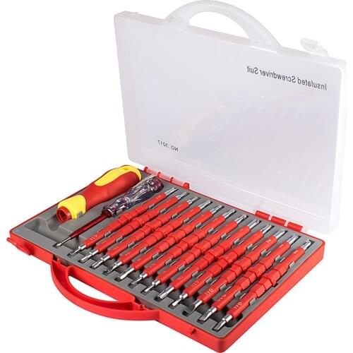 26 Pcs/set Insulated Screwdriver Set Precision Removable Magnetic Bits Torx Hex Slotted Phillips Household Repair Hand Tool
