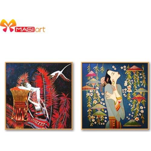 Cross stitch kits Embroidery needlework sets 11CT water soluble canvas patterns 14CT Abstract painting ethnic style-NCMP044