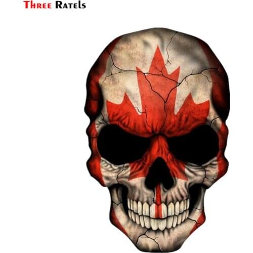 Three Ratels FC318 canada Skull Sticker Graffiti Skeleton Ghost Motorcycle Sticker Laptop Skateboard Helmet Decal Skull flag