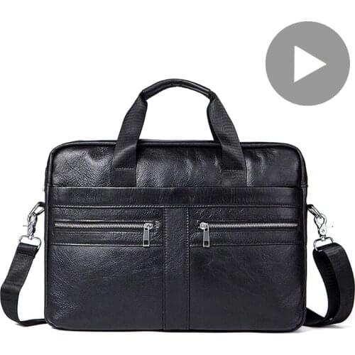 Genuine Leather Handbag Briefcase Men Bag For Laptop Document A4 Shoulder Messenger Crossbody Sac Bolso Big Male Business Casual