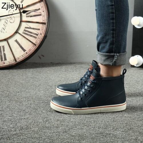 Rain Boots Men Lace Rubber Sole Galoshes Fishing Boots Short Gumboots Rubber Rainboots Man Bot Garden Boots Men Lovers Shoes