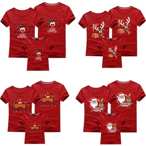 Christmas Family T-shirt Father Mother Son Daughter Clothes Women Men Baby T-shirt Cartoon Printed Cotton Adult Kids T-shirt