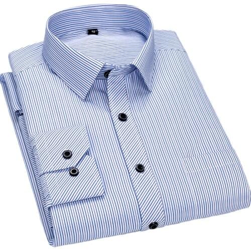 Aoliwen brand 2021 Mens Fine stripe Flannel Cotton Long Sleeve Shirt Comfortable Soft Skin-friendly Mens Casual Business Shirt