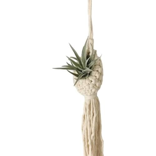 H7JB Nordic Hanging Tapestry Flower Basket Tassel Hand-woven Macrame Wall Hanging Bohemian Home Decorations Hand Knotted Rope
