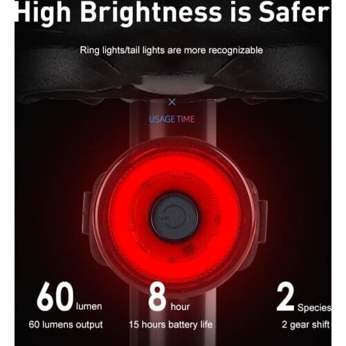 Bicycle Light Bike Tail Light Night Riding Brake Lights Usb Chargeable IPX6 Waterproof Safety Warning Cycling Lamp Accessories
