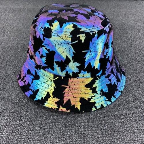 Women Mens Rainbow Reflective Cap Harajuku Hip Hop Fisherman Hat Bucket Cap Stripes Reversiable Flashback Fisherman Hat Cap