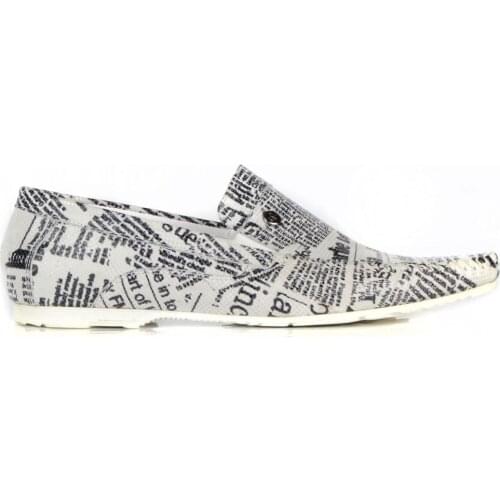 FootCourt- Multi Color Printed Genuine Leather Shoes News Paper Design Men Shoes News Paper Printed Moccasin Loafers Boat Shoes