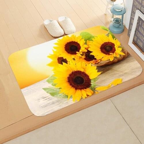 3D Sunflower Entrance Doormat Printed Anti-slip Kitchen Floor Mat Absorbent Bathroom Rug For Home Bedroom Doormat Home Decor