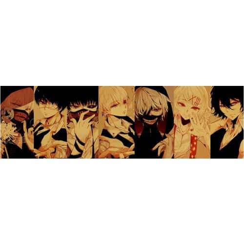 Vintage Poster Cartoon Tokyo Ghoul Anime Room Decoration Stickers Art Wall Decor Kraft Paper Wall Sticker Posters