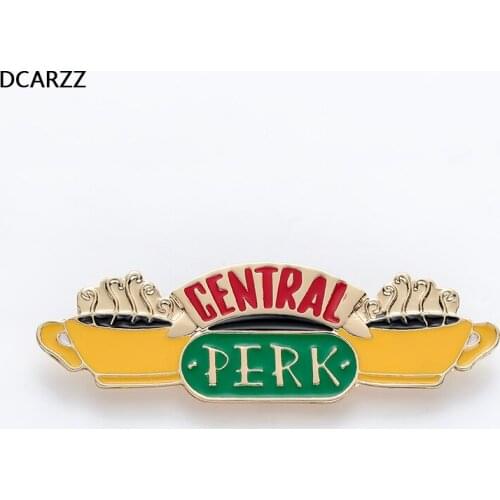 Central Pins Perk Coffee Tee Funny Enamel Pin Jewelry Party Friends TV Show Message Brooch Women Metal Badge for Best Friend