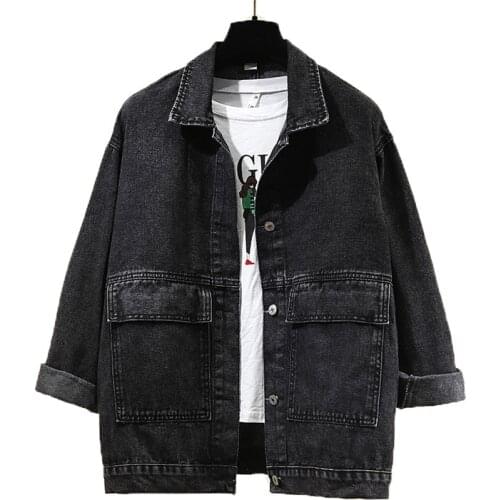 Womens Black Denim Jacket Loose Korean Version Bf Students 2021 New Spring Woman Denim Clothes Spring Autumn Ins Tide Wild
