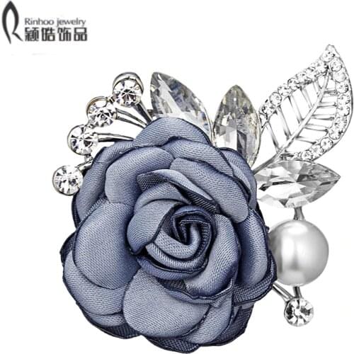 Blue Flower Branch Women Wedding Jewelry Fabric Clothes Cotton Flower Brooches Party Brooch Pin Christmas Gifts