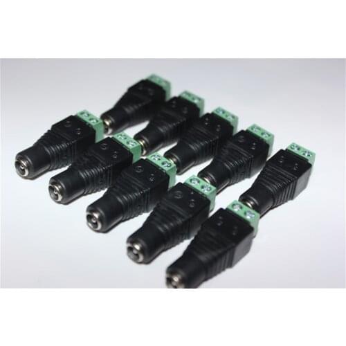 100pcs/lot Female DC connector 2.1*5.5mm Power Jack Adapter Plug Cable Connector for 3528/5050/5730 single color led tape