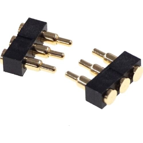 100 Pcs SMD Pogo Pin Connector 3 Pole Single Row pogopin Battery Spring Loaded Contact SMT 7.0mm Height 2.54mm Pitch Power
