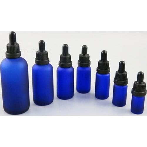 200 x Small Empty travel portable Frosted blue dropper bottle Essential oil container e liquid vial 5/10/15/20/30/50/100ml