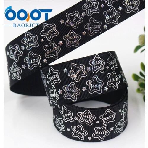 398, 1'' Love star Laser Silve printed ribbon,10yrds DIY Hair Bow Wedding Festival Home Party Birthday Decorations Gift Packing