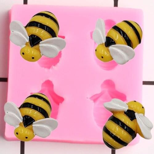 3D Cartoon Bee Silicone Mold DIY Baby Birthday Fondant Cake Decorating Tools Chocolate Cupcake Baking Candy Clay Resin Mould