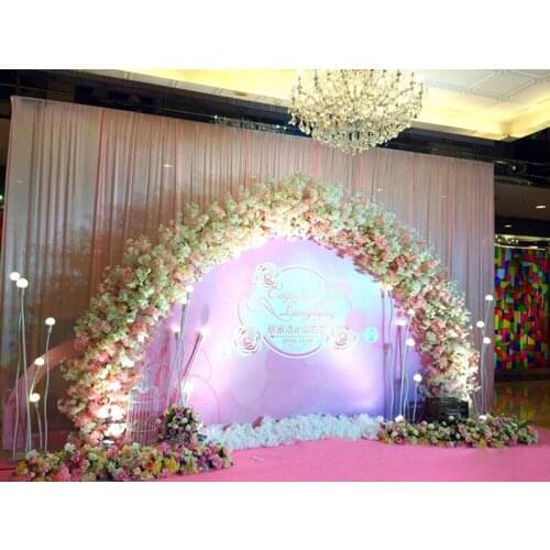 4M Width Bridal Arch Frame Background Wedding Metal Arch Round Backdrop Stand Cherry Blossom Flower Door Wedding Party Props