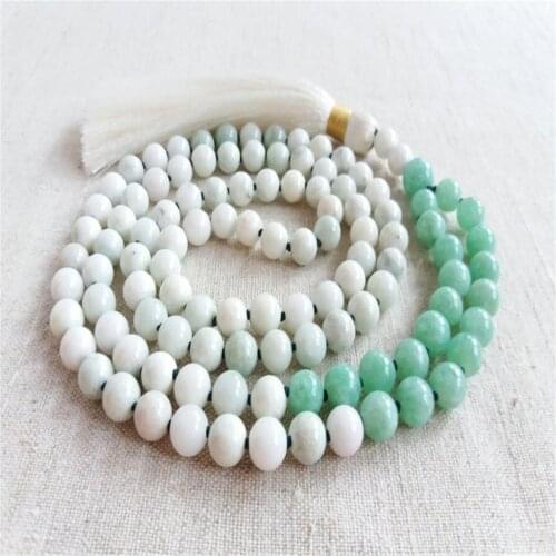 8mm Jade 108 Beads Handmade Tassel Necklace Bracelet Spiritua Prayer Classic Retro Buddhism Spirituality Religious Japa