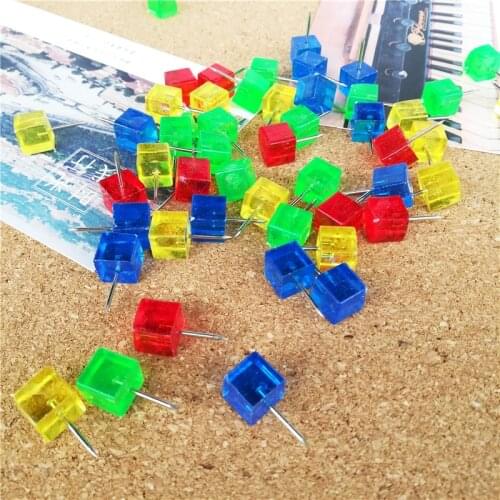 80pcs Plastic Push Pins Square Pin Tacks Set Color Thumbtacks for Cork Board Photo Wall Decorative Creative Office Stationery