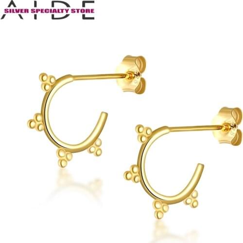 AIDE Gold Stud Earring 925 Sterling Silver Earrings For Women 2020 Girl Piercing Earring Fine Jewelry Pendientes Aretes For Gift
