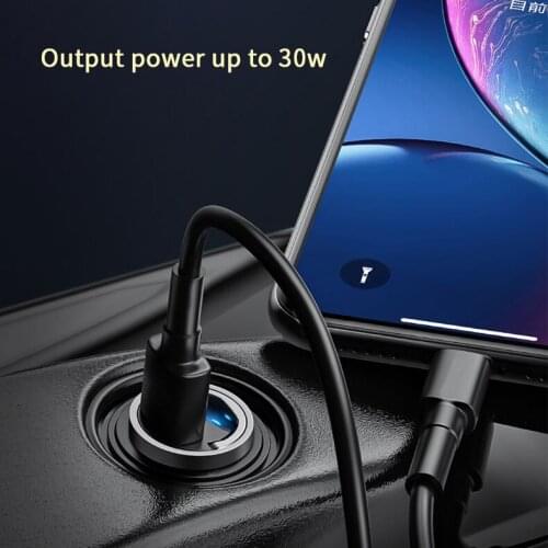 18W PD Car Charger Dual USB Type C13-A13 Quick Charge Mobile Phone Charger Metal Car Charging For iPhone Samsung Huawei Xiaomi