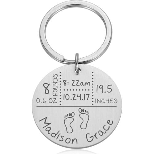 Personalized Father Day Baby Keychain Newborn Baby Birth State Gift for First Fathers Day New Mommy Gift Newborn Baby Keyring