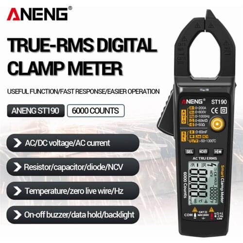 ANENG ST190 Smart Clamp Meter 6000 Counts Auto-ranging Digital Multimeter LCD AC DC Voltage Pen Detector Temperature Measuring