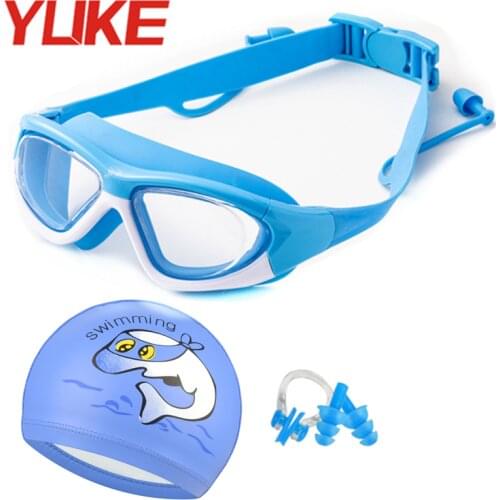 Kids Swimming Goggles with Earplug Swim Cap Professional love Swim Goggles Silicone Swim Pool Glasses for children Swim Eyewear