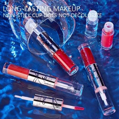 4 Colors Double-end Velvet Solid Color Lip Gloss Cosmetics Moisturizing Lip Oil Waterproo Lipstick Make-up For Women TSLM1