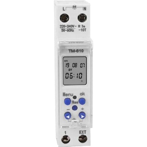 TM610 Electronic Weekly 7 Days Programmable Digital Relay Timer AC 220V 110V 16A Din Rail Mount Time Control Switch